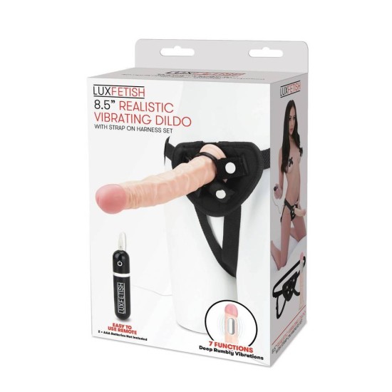 Σετ Δονούμενο Ομοίωμα Πέους και Ζώνη - 8.5" Realistic Vibrating Dildo & Strap-on Harness Set Sex Toys 