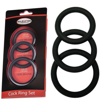 Malesation Silicone Cock Rings Set Black