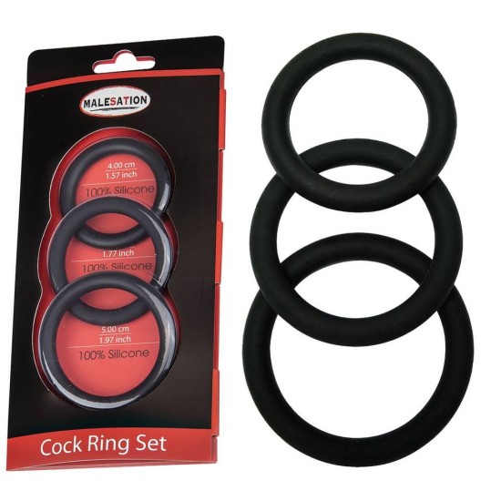 Σετ Δαχτυλίδια Πέους - Malesation Silicone Cock Rings Set Black Sex Toys 
