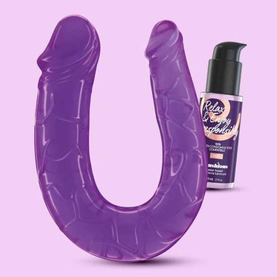 Διπλό Ομοίωμα Πέους Με Λιπαντικό - Deep Diver Double Dildo With Anal Lubricant Purple Sex Toys 