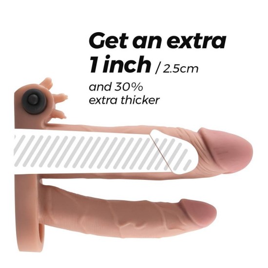 Δονούμενο Μανίκι Διπλής Διείσδυσης - General Dickombi Realistic Vibrating Sleeve With Extra Dildo Sex Toys 