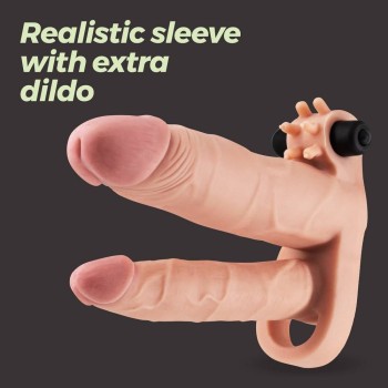 Δονούμενο Μανίκι Διπλής Διείσδυσης - General Dickombi Realistic Vibrating Sleeve With Extra Dildo