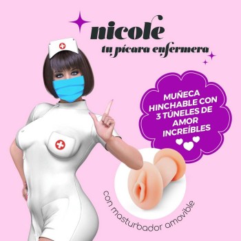 Φουσκωτή Κούκλα Με Διπλό Αυνανιστήρι - Nicole La Enfermera Inflatable Doll With Dual Stroker