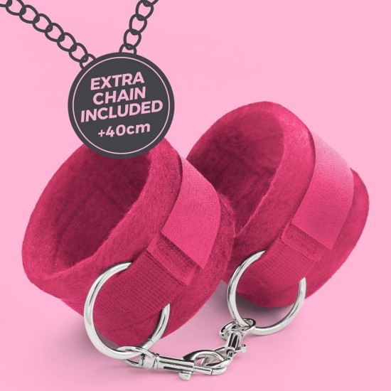 Χειροπέδες Με Μακριά Αλυσίδα - Tough Love Pink Velcro Handcuffs Fetish Toys
