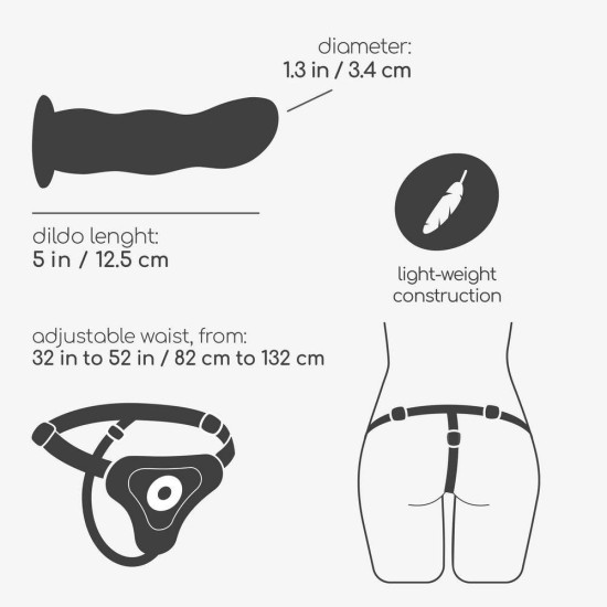 Ζώνη Στραπόν Με Ομοίωμα Σιλικόνης - Snapper Adjustable Harness With Silicone Dildo Black Sex Toys 