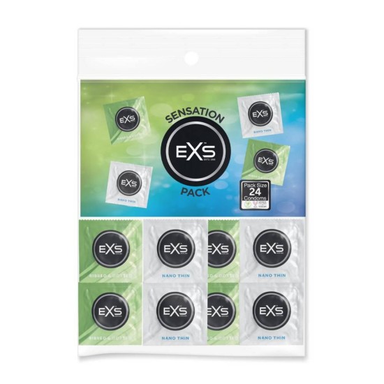 EXS Sensation Pack Nano Thin And Ribbed & Dotted 24pcs