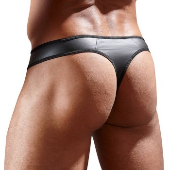 Faux Leather G String With Powernet Inserts