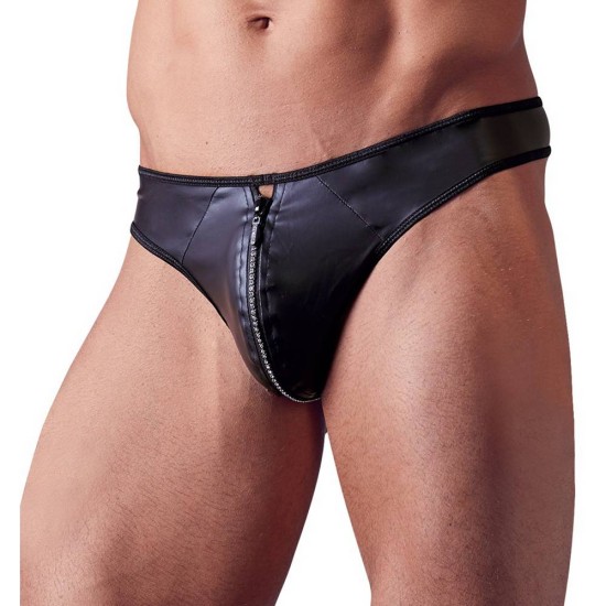 Στρινγ Δερματίνη Με Φερμουάρ - Men's G-string With Rhinestone Zip Ερωτικά Εσώρουχα 