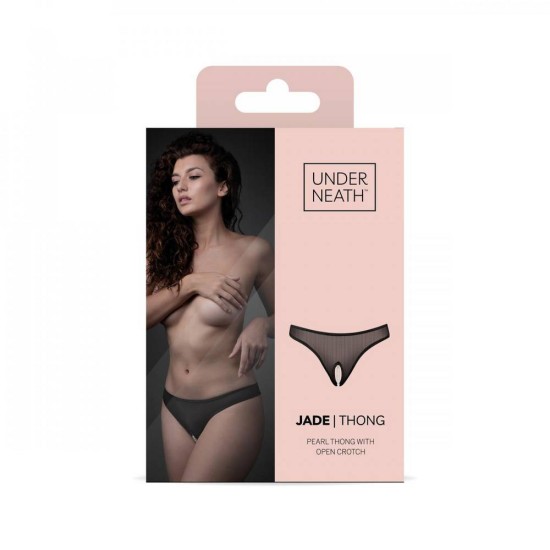Underneath Jade Crotchless Sheer Thong Erotic Lingerie 
