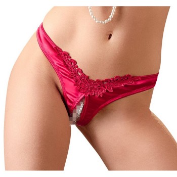 G String With Pearls Red