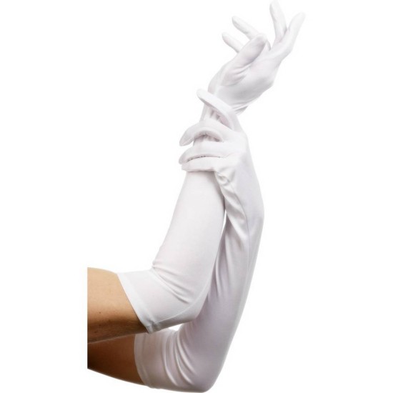 Άσπρα Υφασμάτινα Γάντια - Long Gloves White Ερωτικά Εσώρουχα 