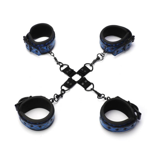 Δέσιμο Χέρια Πόδια Με Ανάγλυφο Σχέδιο - Diamond Hogtie Blue Fetish Toys 