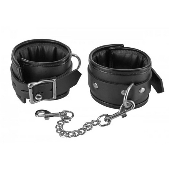 Locking Padded Wrist Cuffs With Chain Fetish Toys 