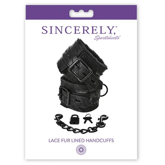Sincerely Lace Fur Lined Handcuffs Fetish Toys 
