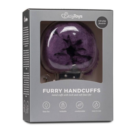 Μωβ Γούνινες Χειροπέδες  - Furry Handcuffs Purple Fetish Toys 