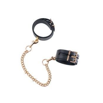Ποδοπέδες Με Χρυσή Αλυσίδα - GP Premium Ankle Cuffs With Chain Black