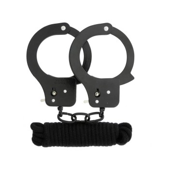 Σετ Χειροπέδες & Σχοινί - Metal Cuffs & Rope 3m Black