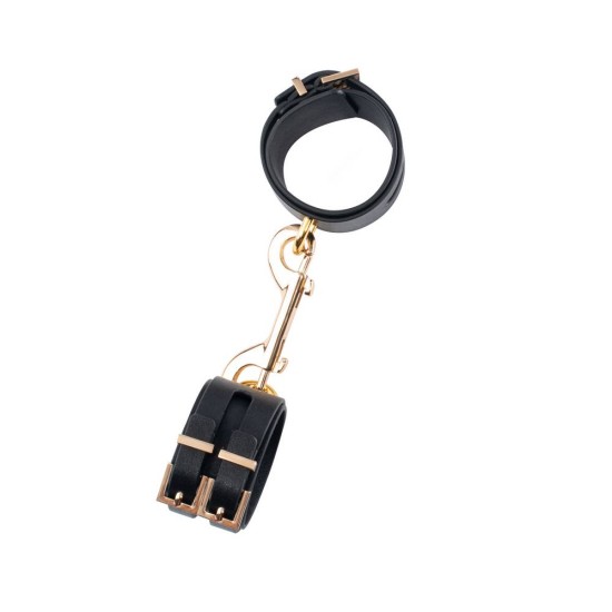 Χειροπέδες Με Χρυσό Κλιπ - GP Premium Handcuffs With Hook Black Fetish Toys 