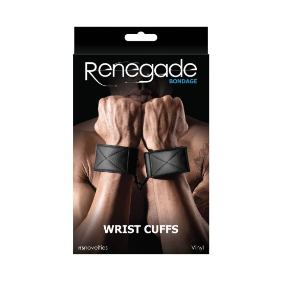 Χειροπέδες Βινυλίου  - Renegade Bondage Wrist Cuffs Black Fetish Toys 