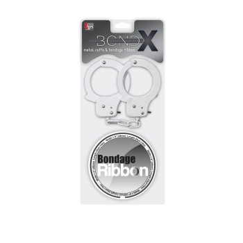 Bondx Metal Cuffs & Ribbon White