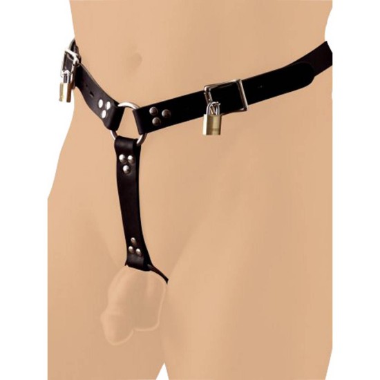 Ζώνη Με Δαχτυλίδι Πέους & Υποδοχή Σφήνας - Strict Leather Locking Male Harness Sex Toys 