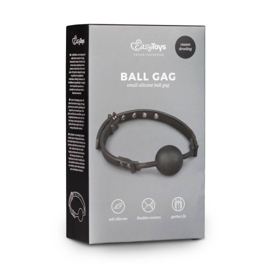 Ball Gag With Silicone Ball Black Fetish Toys 
