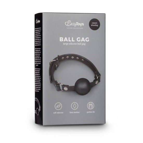 Ball Gag With Large Silicone Ball Black Fetish Toys 