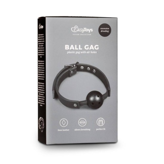 Μαύρο Φίμωτρο Με Τρύπες  - Ball Gag With PVC Ball Black Fetish Toys 