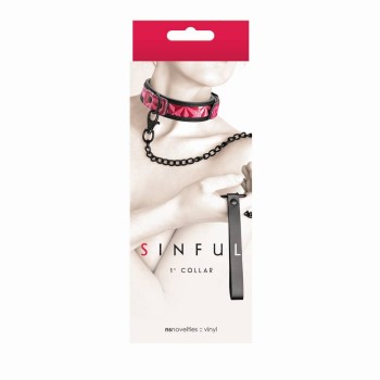 Sinful Collar With Leash Pink