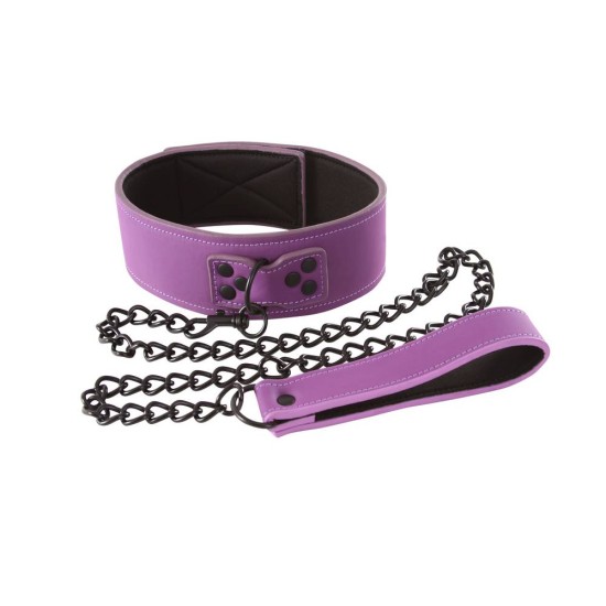 Μωβ Κολάρο BDSM Με Λουρί - Lust Bondage Collar Purple Fetish Toys 
