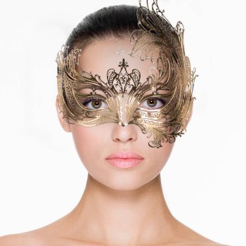 Μεταλλική Μάσκα Με Στρας - Metal Mask Asymmetrical Gold