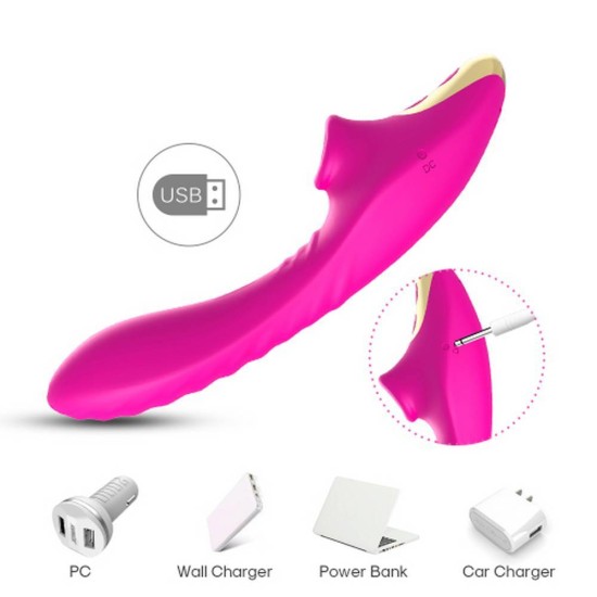 Διπλός Δονητής Με Αναρρόφηση - Foxshow Dudu G Spot Vibrator With Suction Sex Toys 