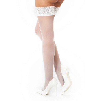 Λευκές Κάλτσες Με Δαντέλα - Kotek Hold Ups With Lace H012 15den White