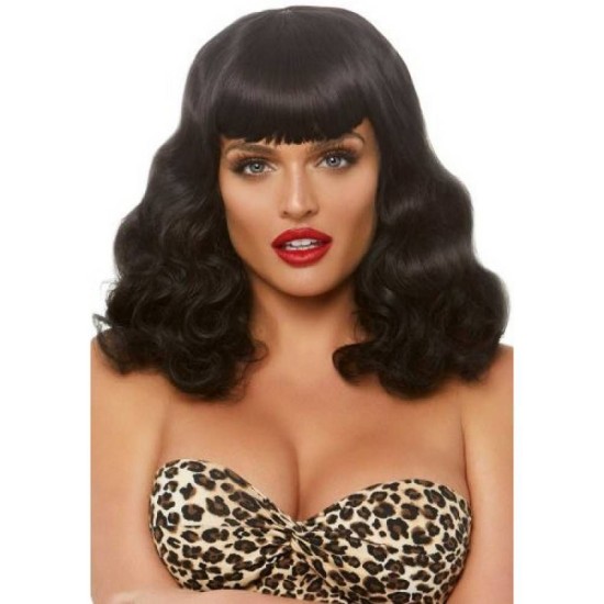 Leg Avenue Retro Bang Curly Bob Wig Black Sex & Beauty 