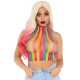 Pride Διχτυωτό Μπλουζάκι - Rainbow Net High Neck Crop Top Ερωτικά Εσώρουχα 