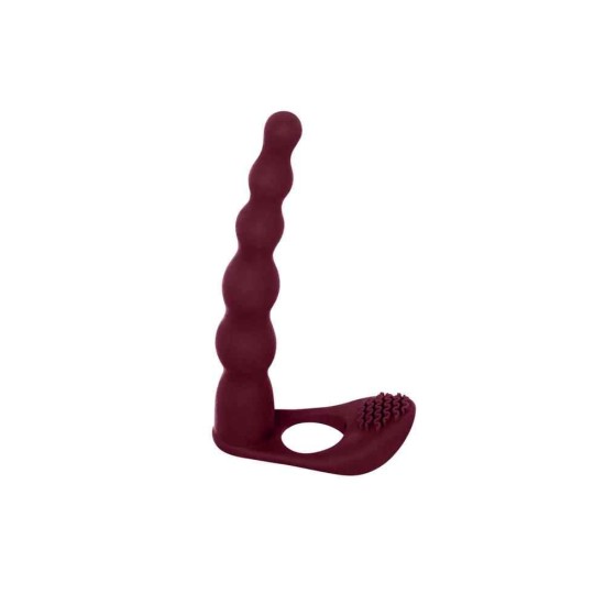 Δονούμενο Ομοίωμα Για Διπλή Διείσδυση - Farnell Dual Entry Strap On Wine Red Sex Toys 