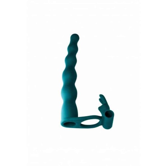 Δονούμενο Ομοίωμα Για Διπλή Διείσδυση - Naughty Bunny Dual Entry Strap On Green Sex Toys 