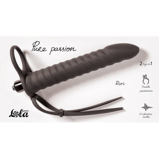 Δονούμενο Ομοίωμα Για Διπλή Διείσδυση - Rori Dual Entry Strap On Black Sex Toys 