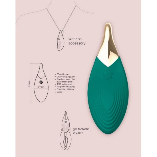 Κλειτοριδικός Δονητής Μενταγιόν - Liberty Leaf Vibrating Necklace Green