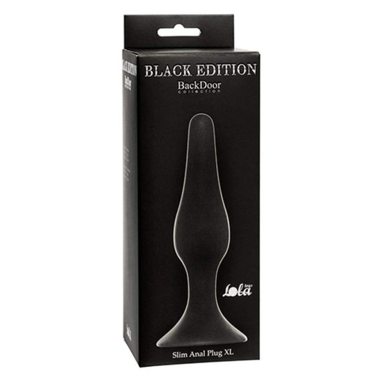 Λεπτή Σφήνα Σιλικόνης - Backdoor Slim Anal Plug Extra Large Black Sex Toys 