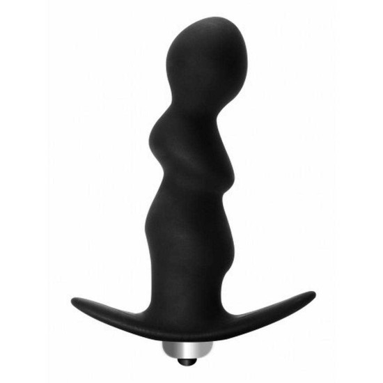 Σφήνα Σιλικόνης Με Δόνηση - Spiral Anal Plug With Vibration Black Sex Toys 