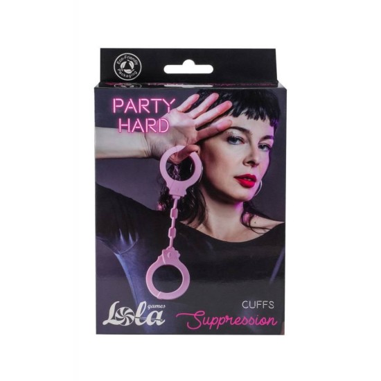 Party Hard Suppression Silicone Cuffs Pink Fetish Toys 