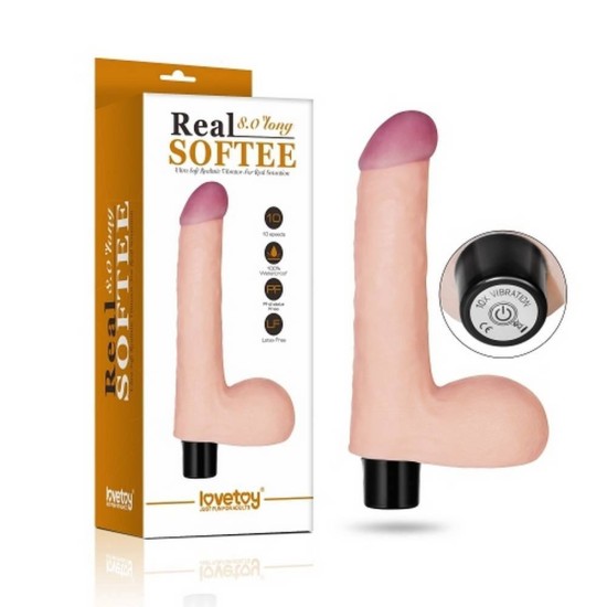 Μαλακός Ρεαλιστικός Δονητής - Real Softee Realistic Vibrator Beige 20cm Sex Toys 