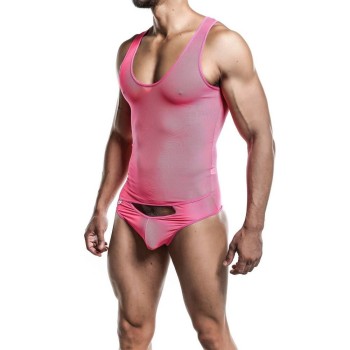Σέξι Μπλουζάκι Με Εσώρουχο - All Over Mesh Thong Body MBL09 Pink