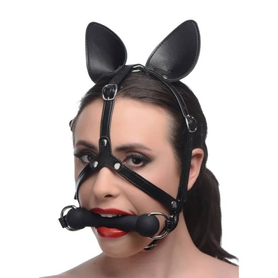  Dark Horse Pony Head Harness With Silicone Bit Fetish Toys 
