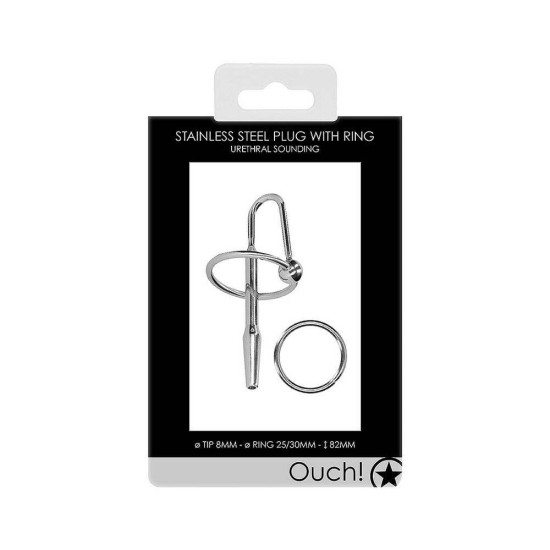 Stainless Steel Hollow Penis Plug With Ring Fetish Toys 