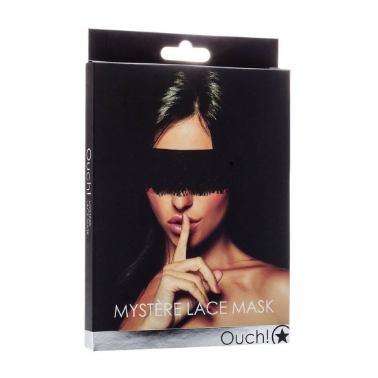 Ouch Mystere Lace Mask/Handcuff Black Fetish Toys 