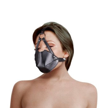 Head Harness With Mouth Cover And Solid Ball Gag