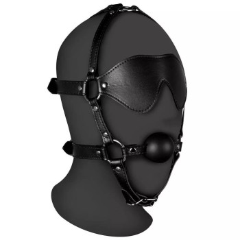 Δερμάτινη Μάσκα Με Φίμωτρο - Ouch Blindfolded Head Harness With Solid Ball Gag