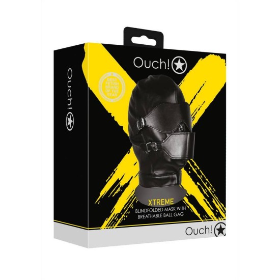 Δερμάτινη Μάσκα Με Φίμωτρο - Ouch Blindfolded Mask With Breathable Ball Gag Fetish Toys
